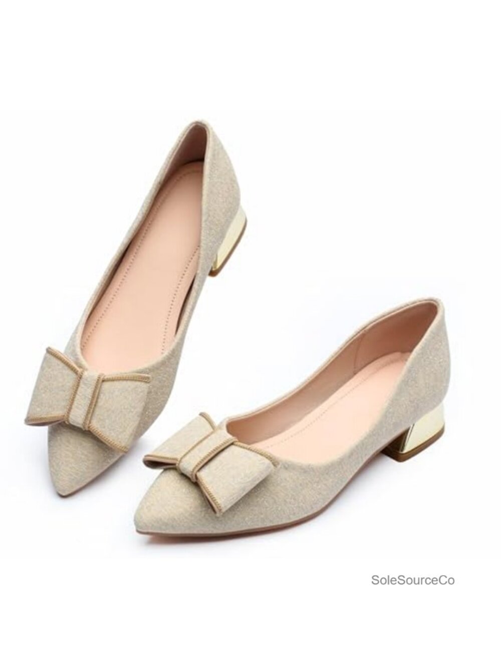 Women's Chunky Block Heels Pumps Pointed Toe Slip-on Low Heel Work Shoes